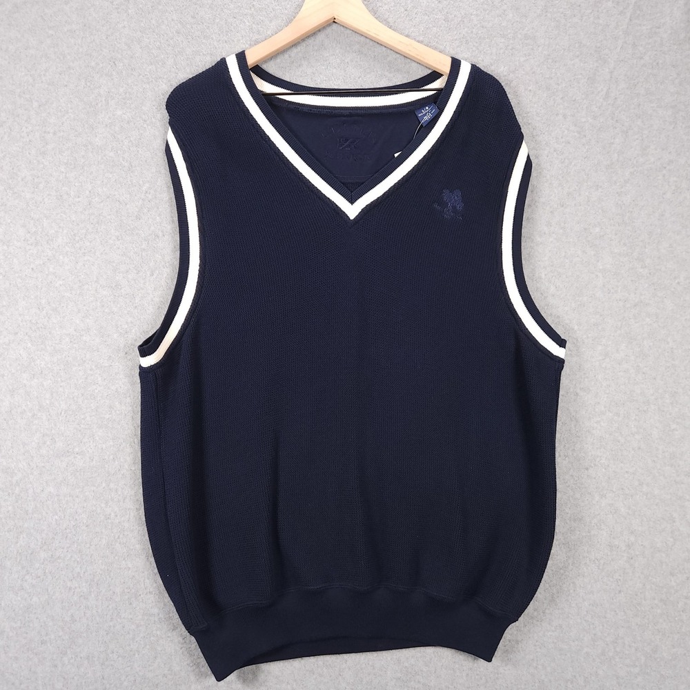 Cutter & Buck Mens Large Blue Sweater Vest Glen Echo Golf Club St Louis Preppy